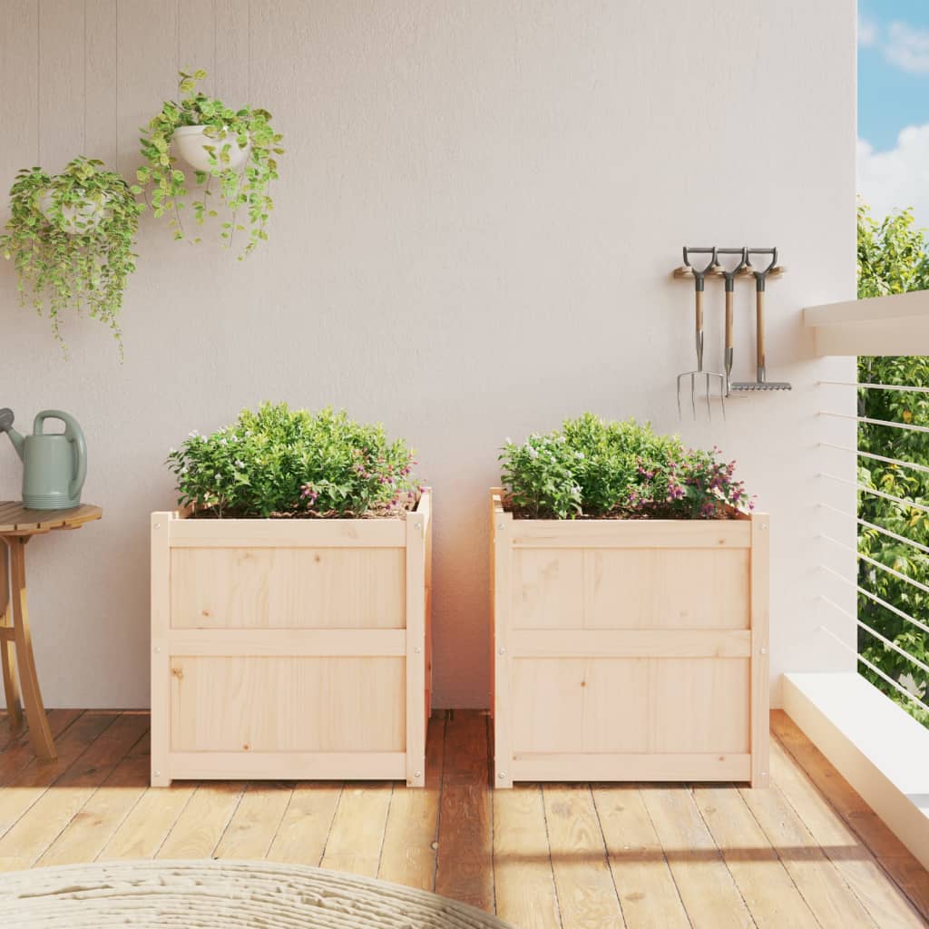 2pcs Jardinières Bac à Fleurs Pot De Fleurs - bois de pin massif n30l - 3