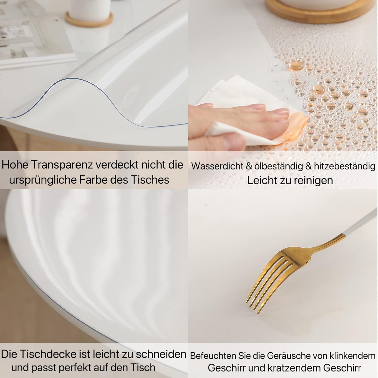 Protection de Table Ronde Transparente Epais,Nappe Transparente Ronde PVC,Protecteur de Table en Bois(épaisseur 1.5 mm, diamètre 70 cm) - 2