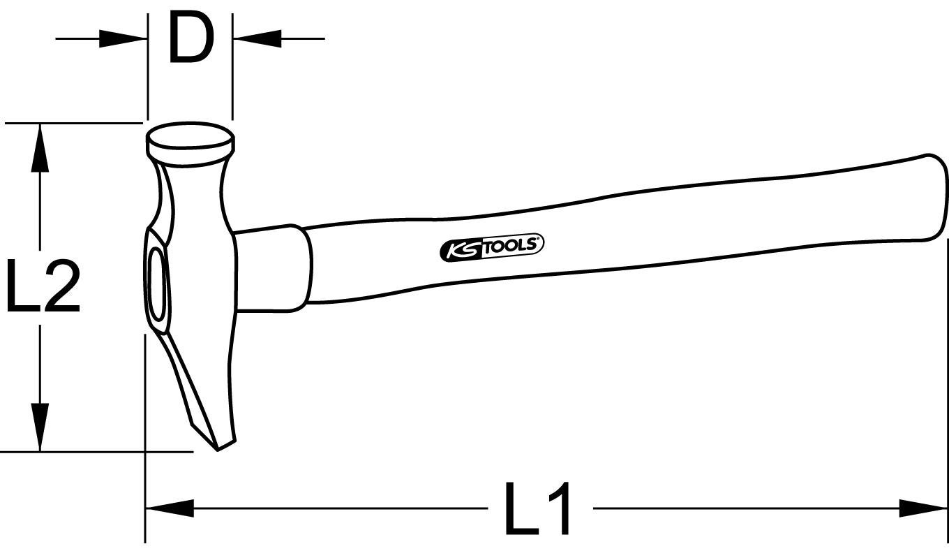Marteau à garnir KS TOOLS - Manche en frêne - 560 g - 140.4003 - 8