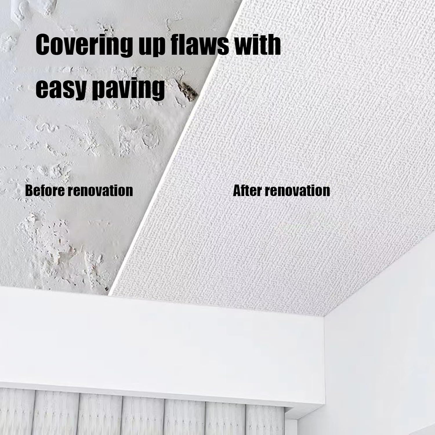 Panneaux de Plafond Autocollants 50cm x 5m - Revêtement de Plafond Décoratif Imperméable et Anti-Humidité pour Salon, Stickers Muraux - 5
