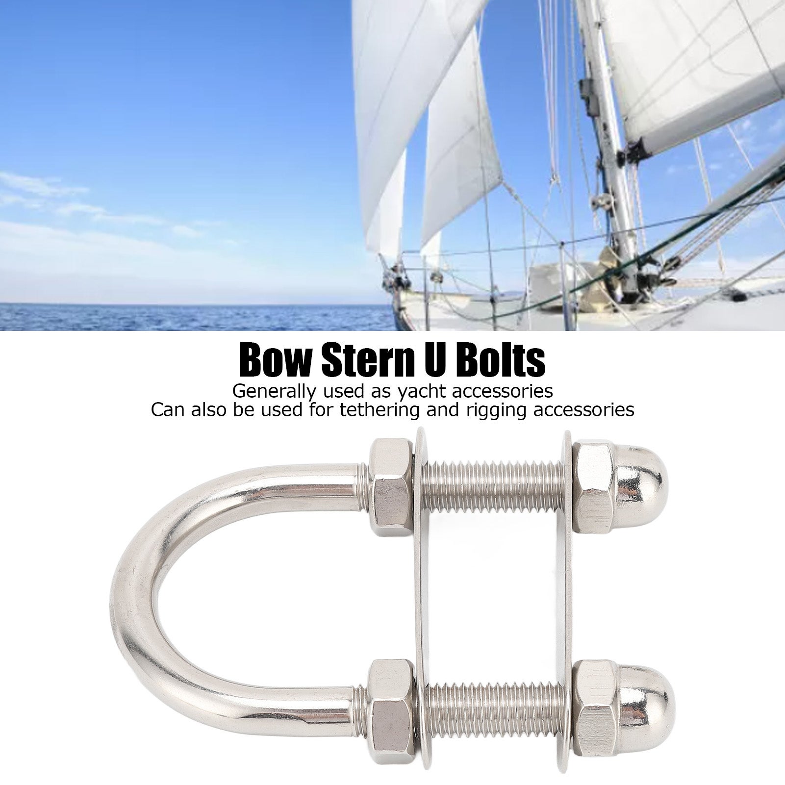 Boulons en U marins en acier inoxydable 316 poli miroir - Accessoires de bateau pour yacht M10x95x45mm - 3