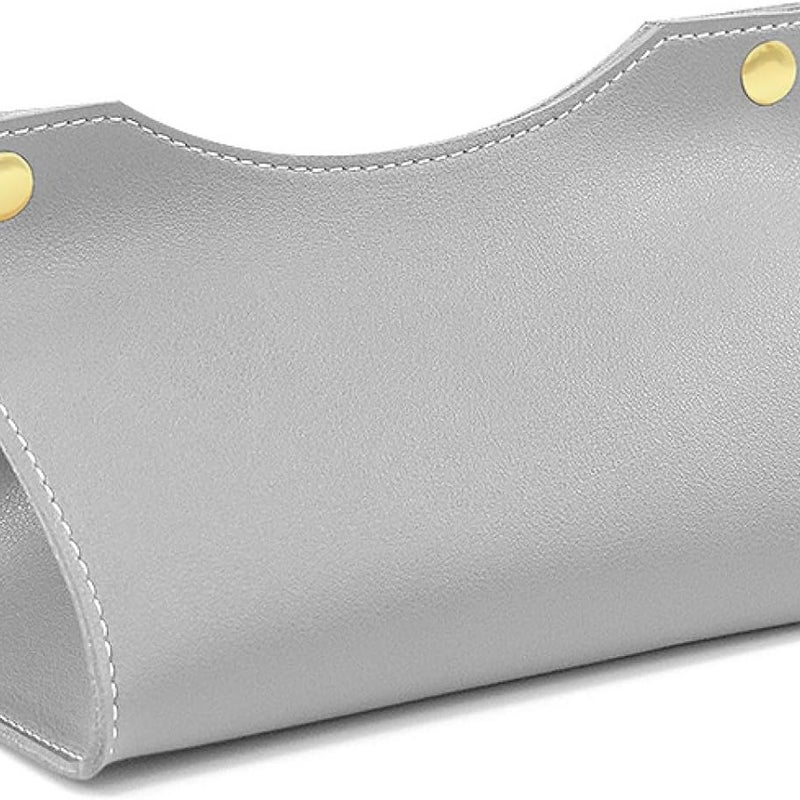 Pudełko na chusteczki skórzane, dozownik chusteczek, pudełko na chusteczki w stylu nordyckim, składane pudełko na chusteczki do domu (szare)