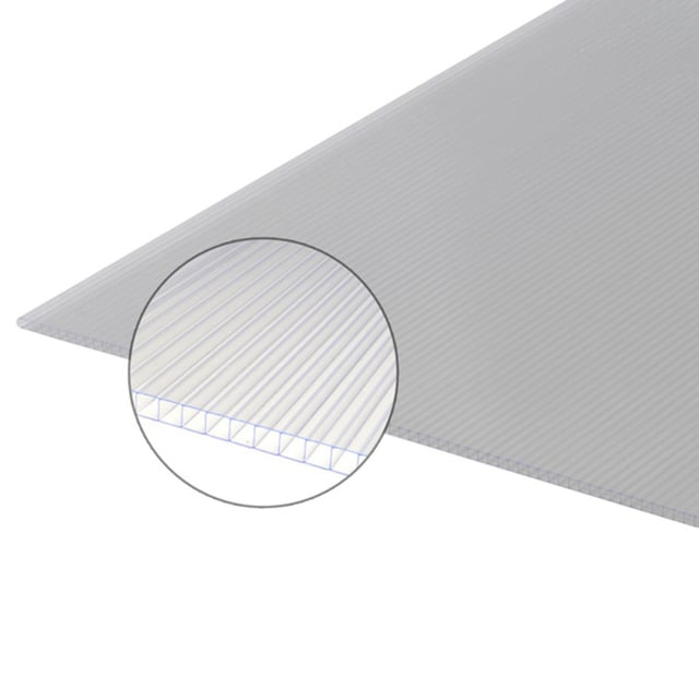Plaque polycarbonate alvéolaire 6mm Translucide, l : 105 cm, L : 2 m