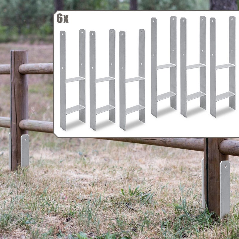 Supporti H Per Pali Legno LZQ 6 Supporti Per Pali Ad H, Zincati A Caldo, 91 Mm, Pali Di Ancoraggio A H, Piastra Di Base In Legno, Ancora, Lunghezza 600 Mm, Spessore