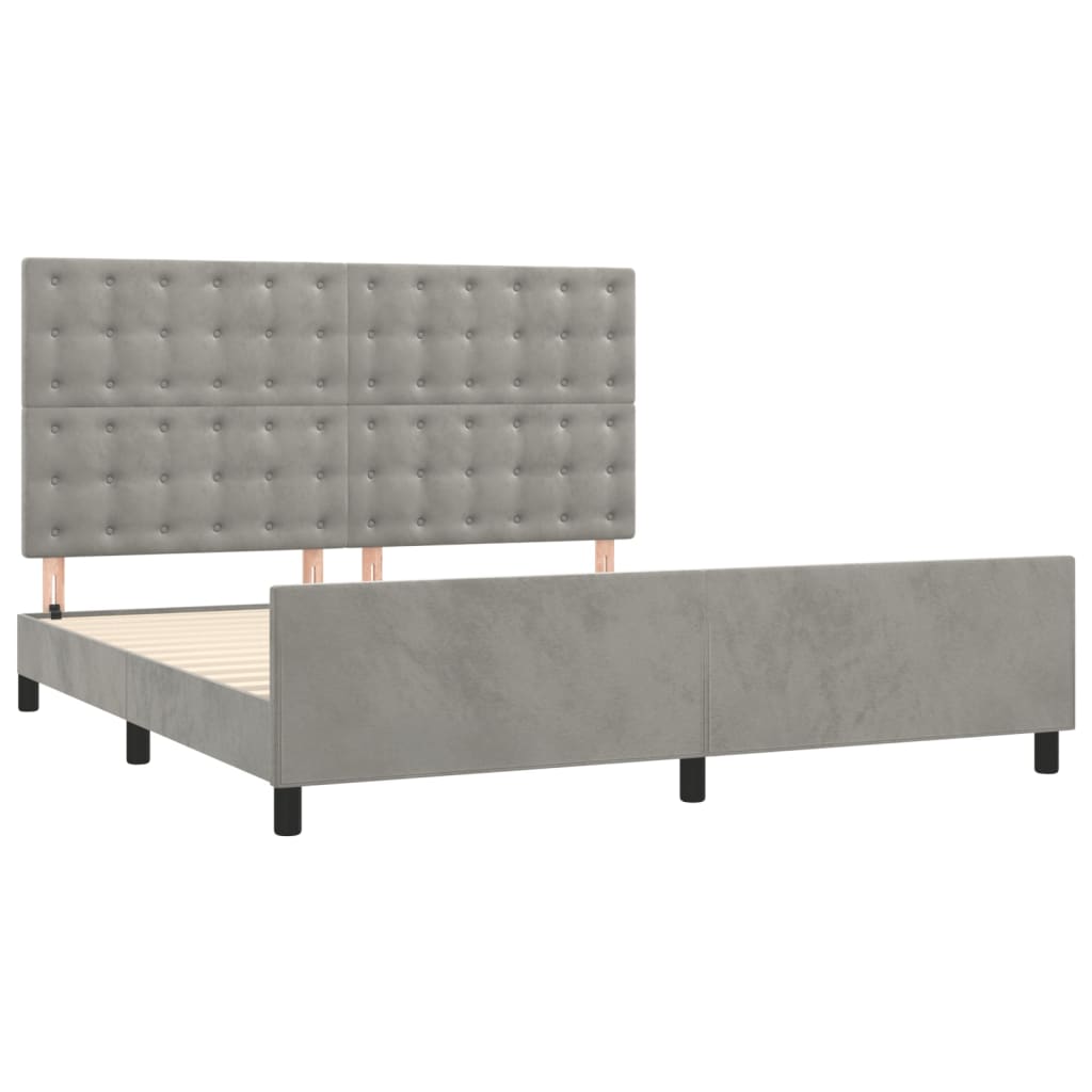 Cadre de lit sans matelas gris clair 160 x 200 cm en velours - 4