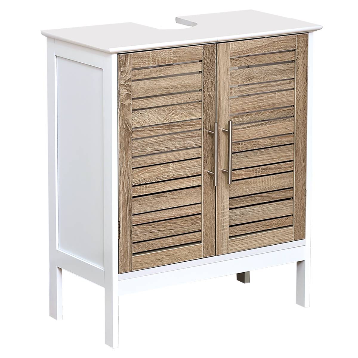 Meuble Sous Lavabo Bergen 2 Portes - MDF Noir 60x30x70cm