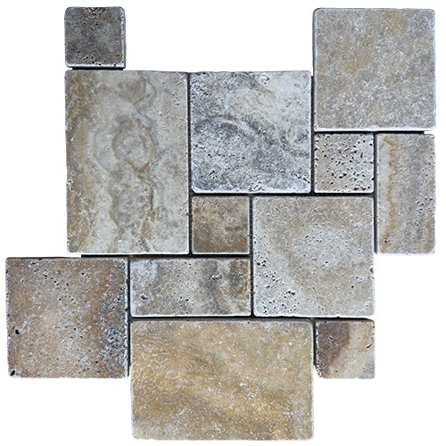 Mosaïque en travertin vieilli Scabas - Opus x 1 cm - Vendu par filet de 30,5 x 30,5 cm - C-NEGOCE