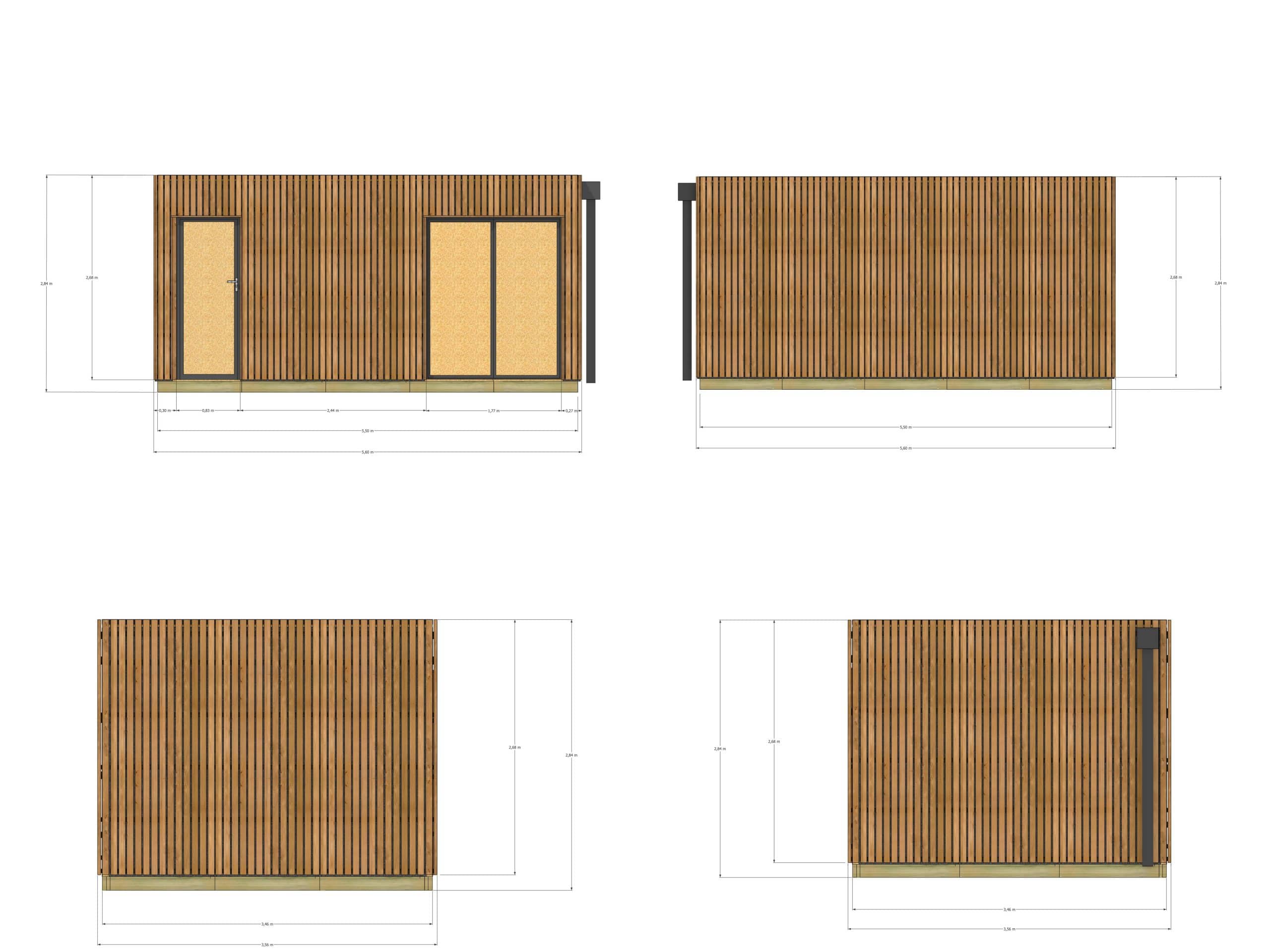 Extension maison en bois en bois 5,5 x 3,5 x 2,7 m avec plancher isolé - 4