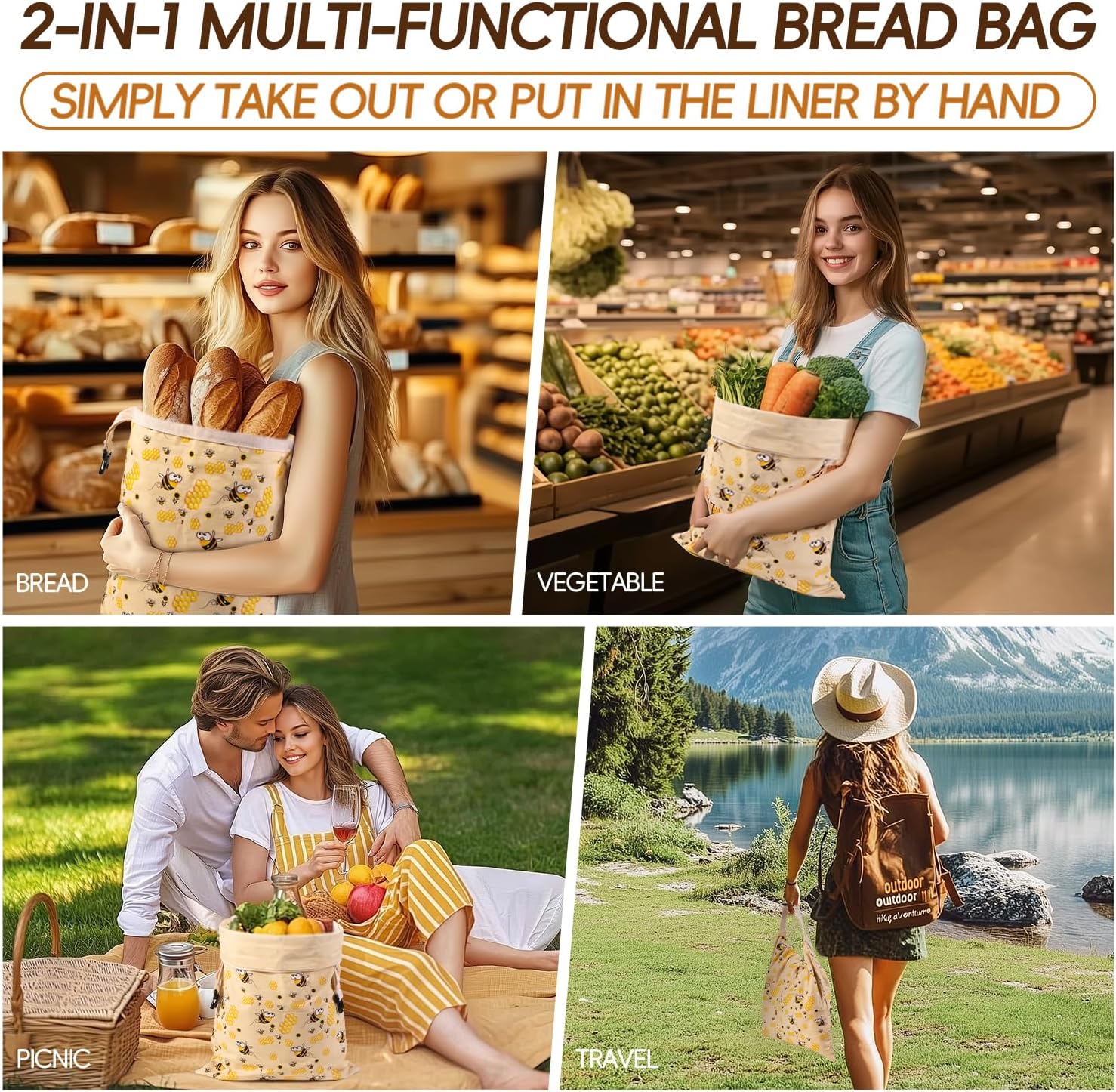 Sacchetti per il pane extra-large in cera d'api (progettati per il pane ...