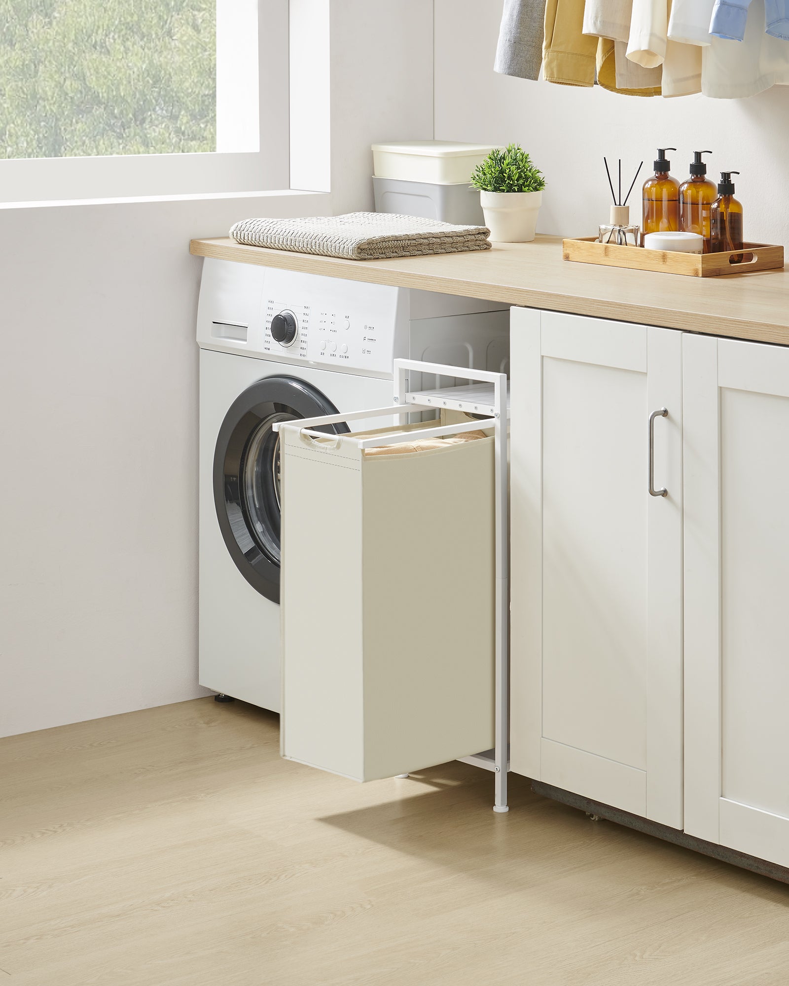 Panier à Linge Pliable Oxford 39x53x27 Cm - Grande Capacité Avec Poignée En Bois - Pour Chambre, Salle De Bain Ou Voyage