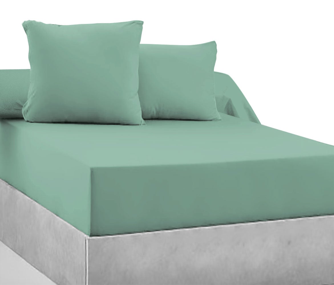 Drap-housse 100% coton 57 Fils Vert tilleul - 80 x 200 cm - Bonnet 30 cm - 2