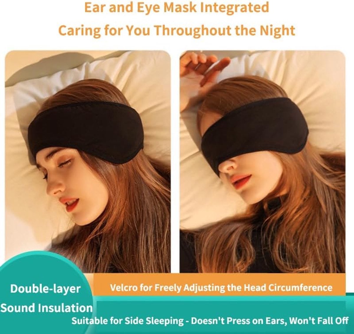 Lot de deux – Masque de sommeil et bouchons d'oreilles 2 en 1 pour les longs voyages et les séjours d'une nuit (noir et gris) - 5