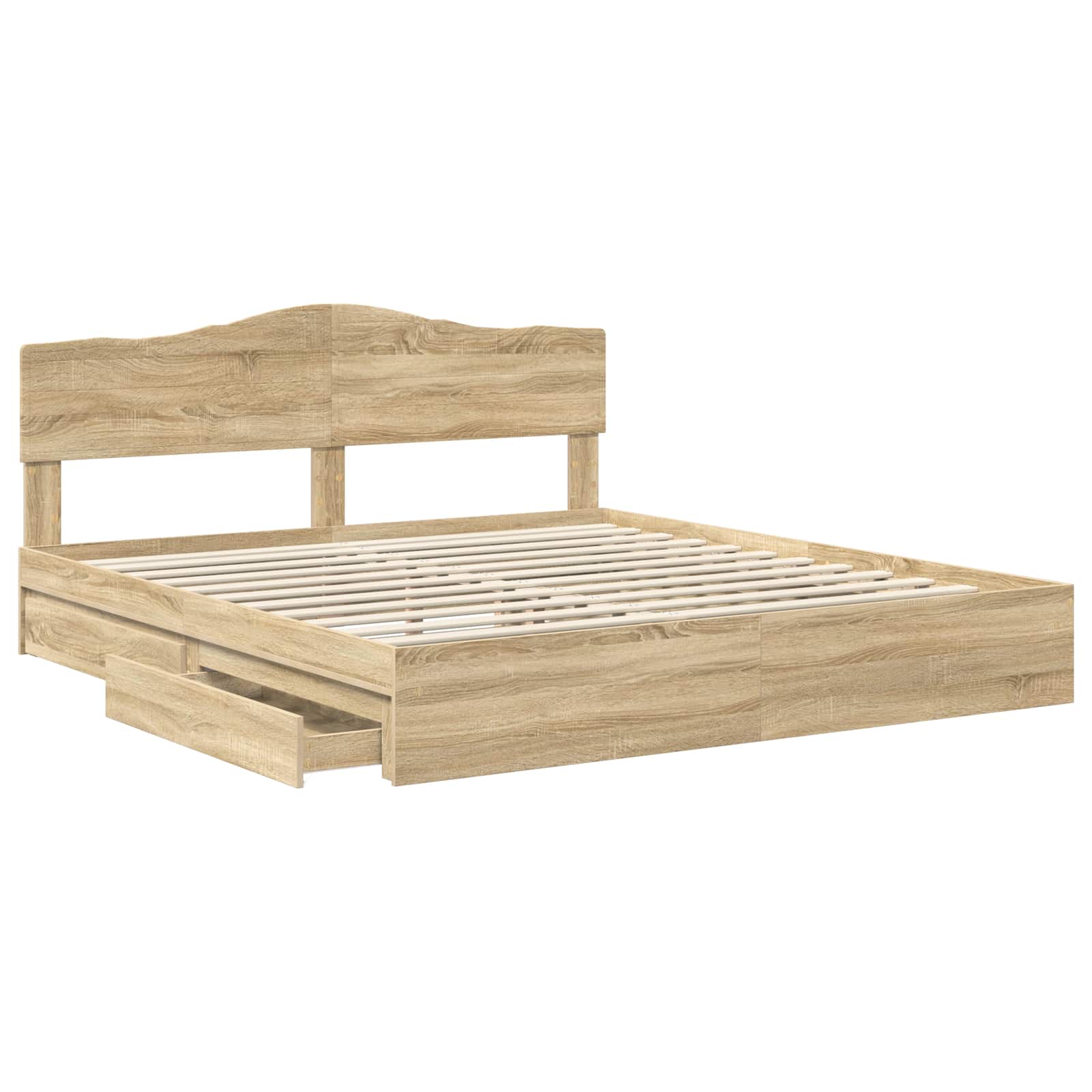 Lit de rangement chêne 180 x 200 cm panneau de bois - 5
