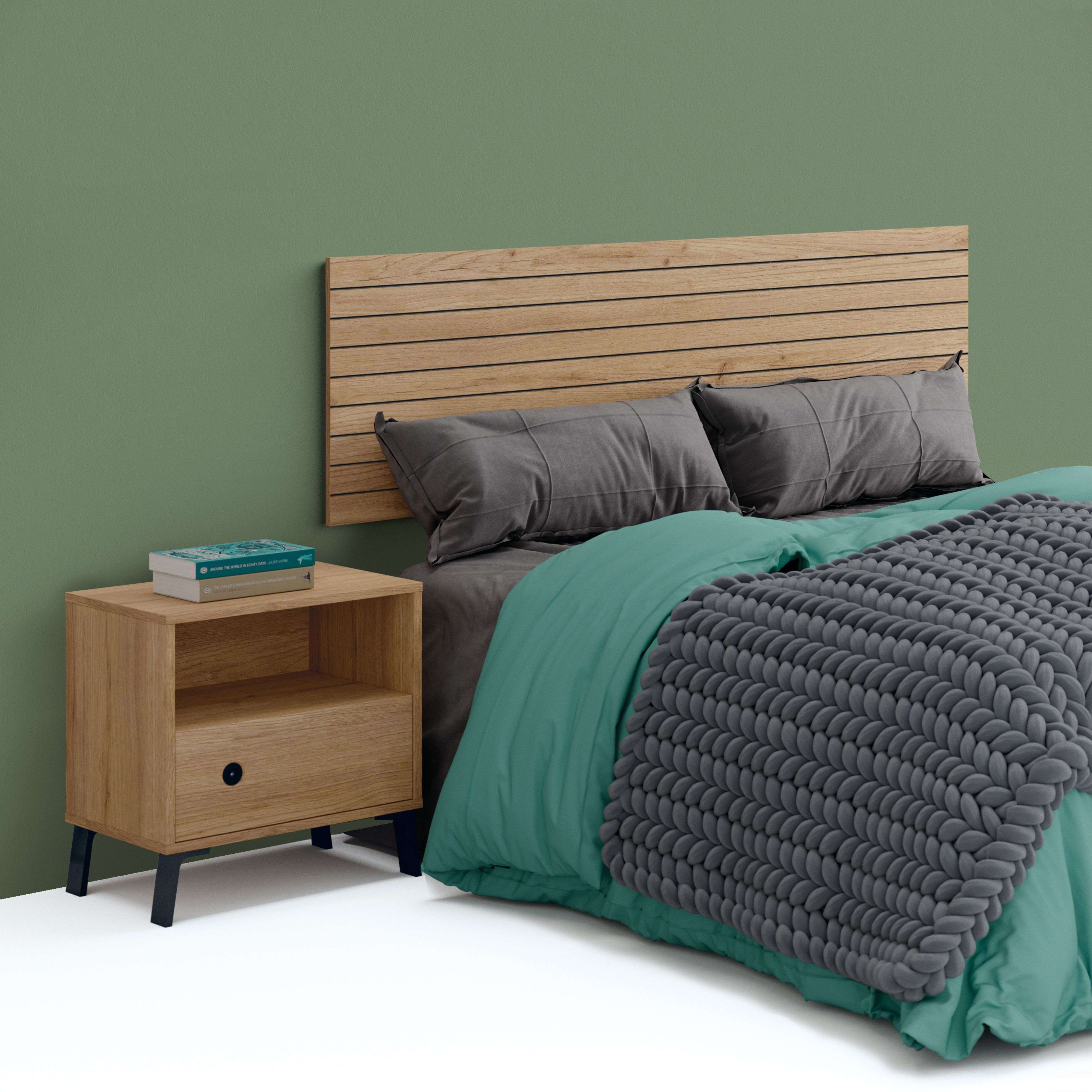 Tête de lit Camila avec sérigraphie en chêne doré, 160 cm - 4