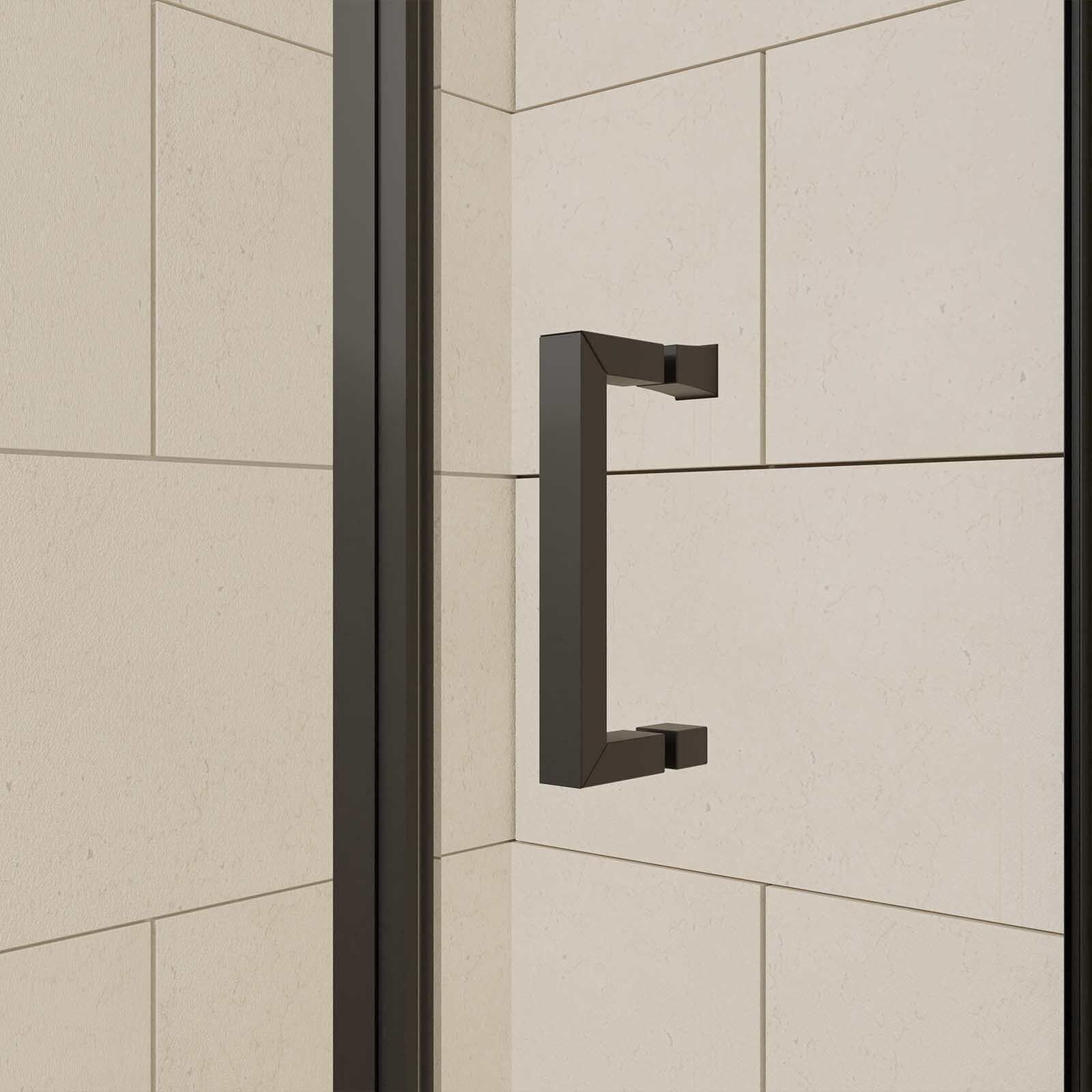 Porte de douche + Retour 120x90x200 cm - Verre 6 mm - Profilé Noir - CRUSH - 2
