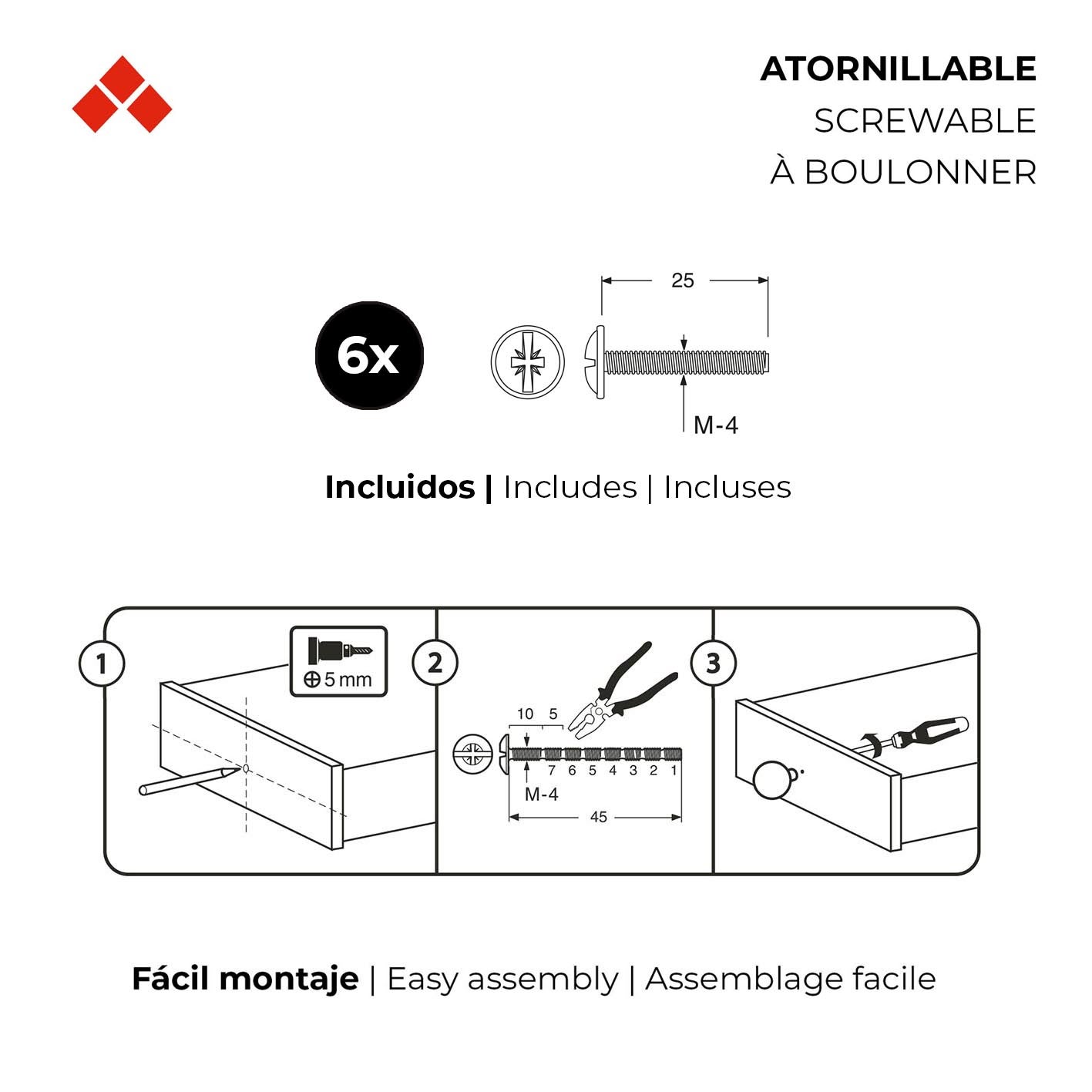 Bouton de meuble | Style rustique | Fabriqué en hêtre | Finition Hêtre Laqué Transparent | Mesures 29*29*33 mm | Système de fixation | Comprend des - 5