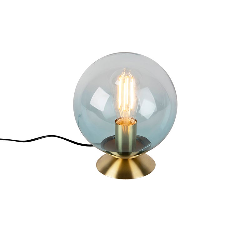 Qazqa artdeco lampa stołowa ze szkłem - Pallon - turkusowy, max. 25w, e27, 23cm, IP20 oświetlenie wewnętrzne