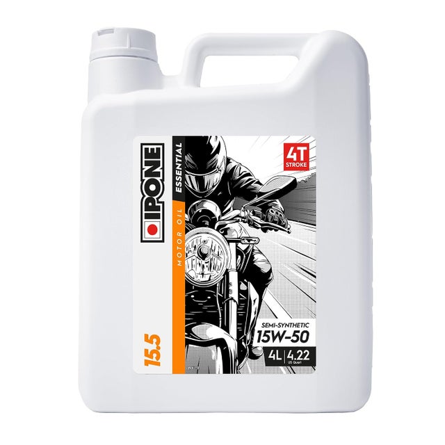 Huile Moteur Moto 4 Temps 15W50 15.5 – Bidon 4 Litres - Semi-Synthétique - Gamme Essential - Protection efficace du moteur - Fiable et accessible - Us