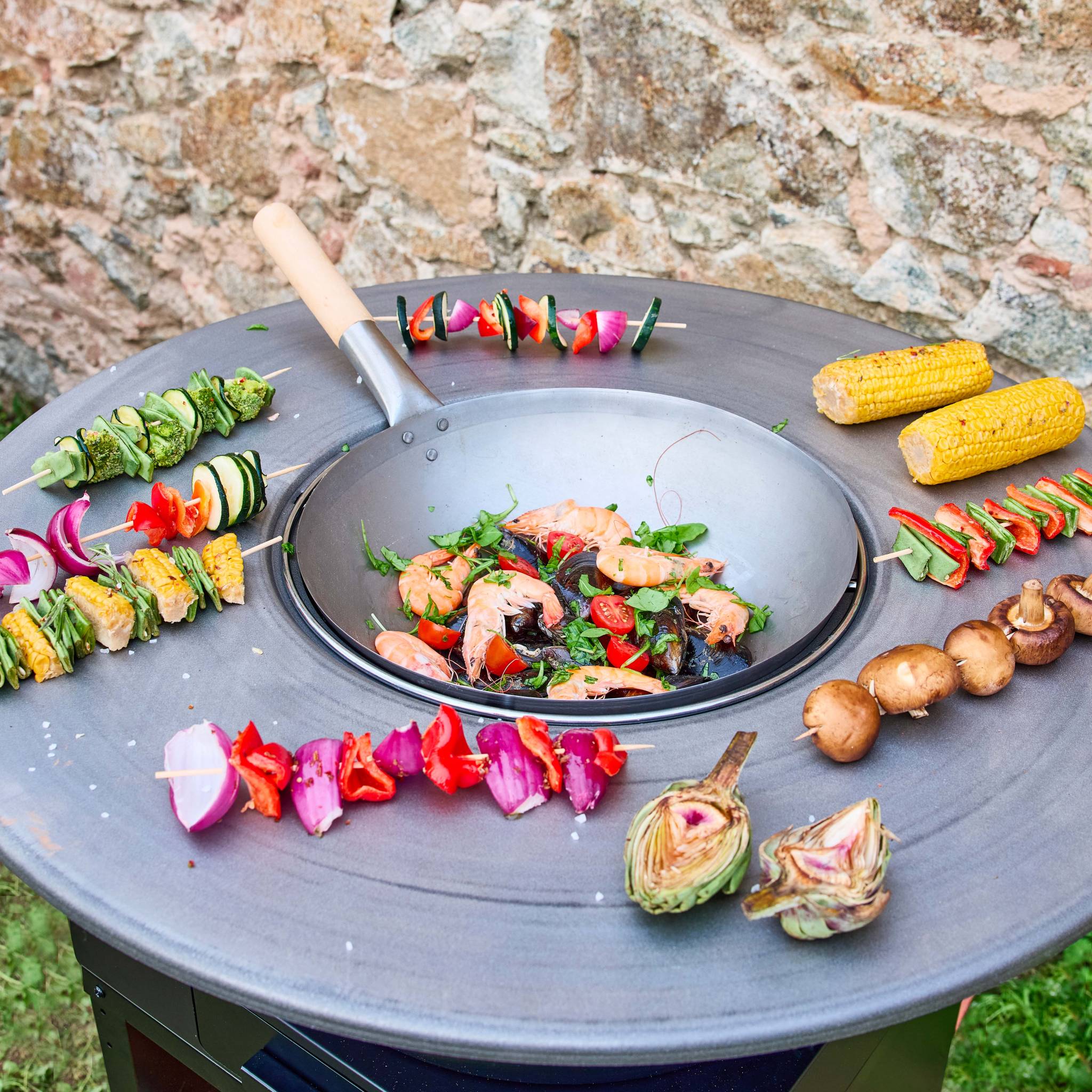 Brasero barbecue Ø81.5cm avec grille de cuisson et espace de rangement MOMBACHO - 5