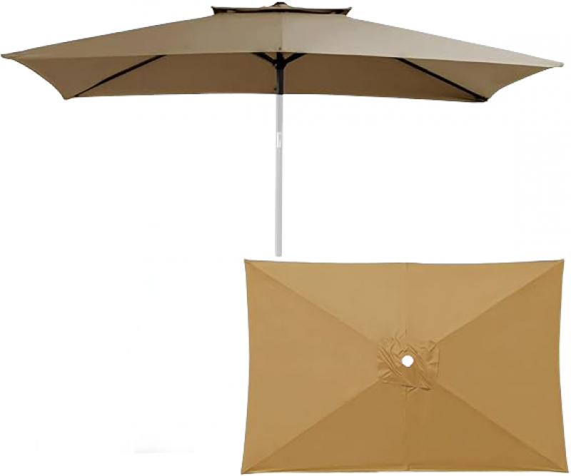 Baldachim wymienny do parasola, prostokątny, 2 x 3 m, na plażę, basen, taras, do ogrodu (khaki)