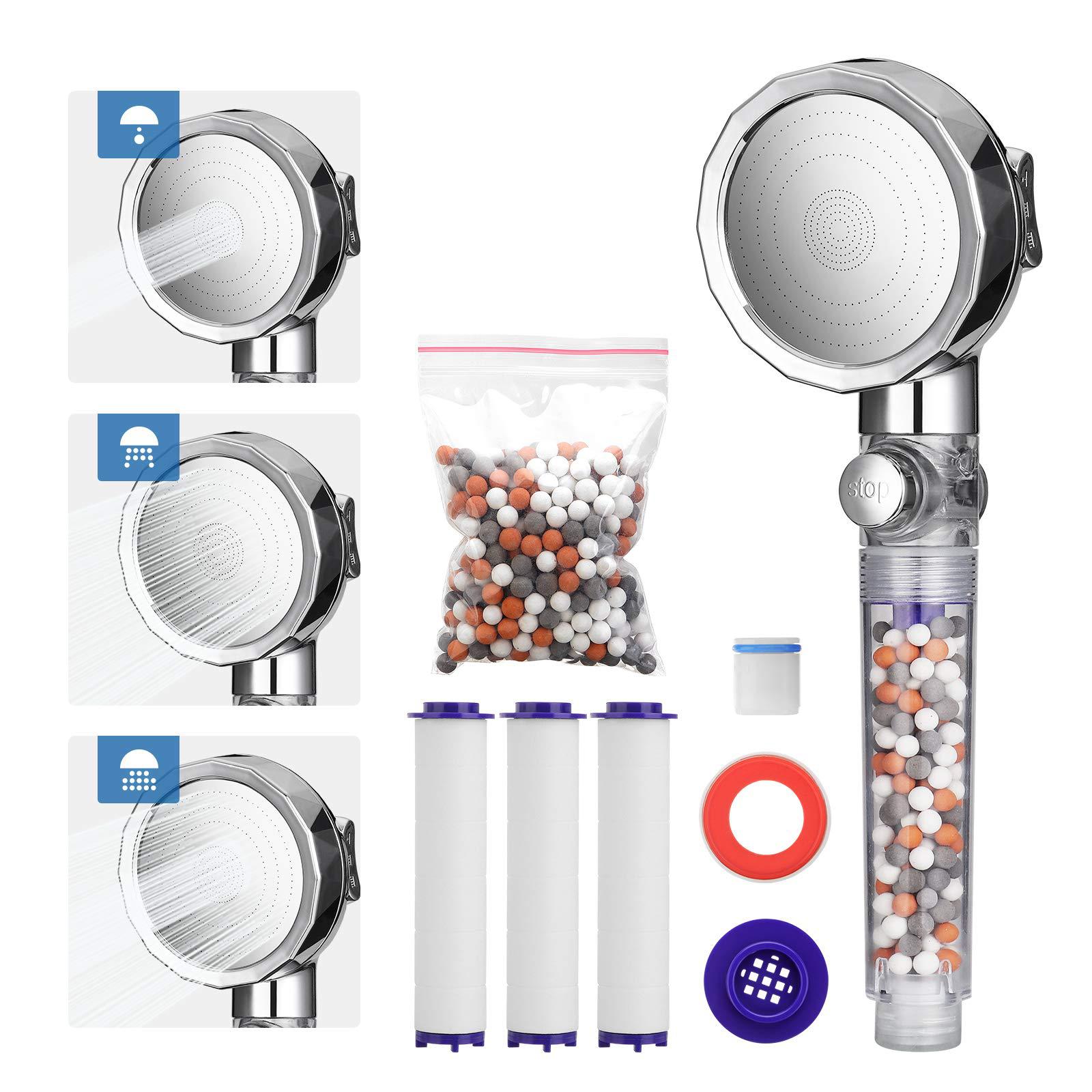 Octonyluck Pommeau de Douche, Douchette Haute Pression avec 3 Types de Jets, Pommeau de Douche Octonyluck Pommeau de Douche, Douchette Haute Pression avec 3 Types de Jets, Pommeau de Douche