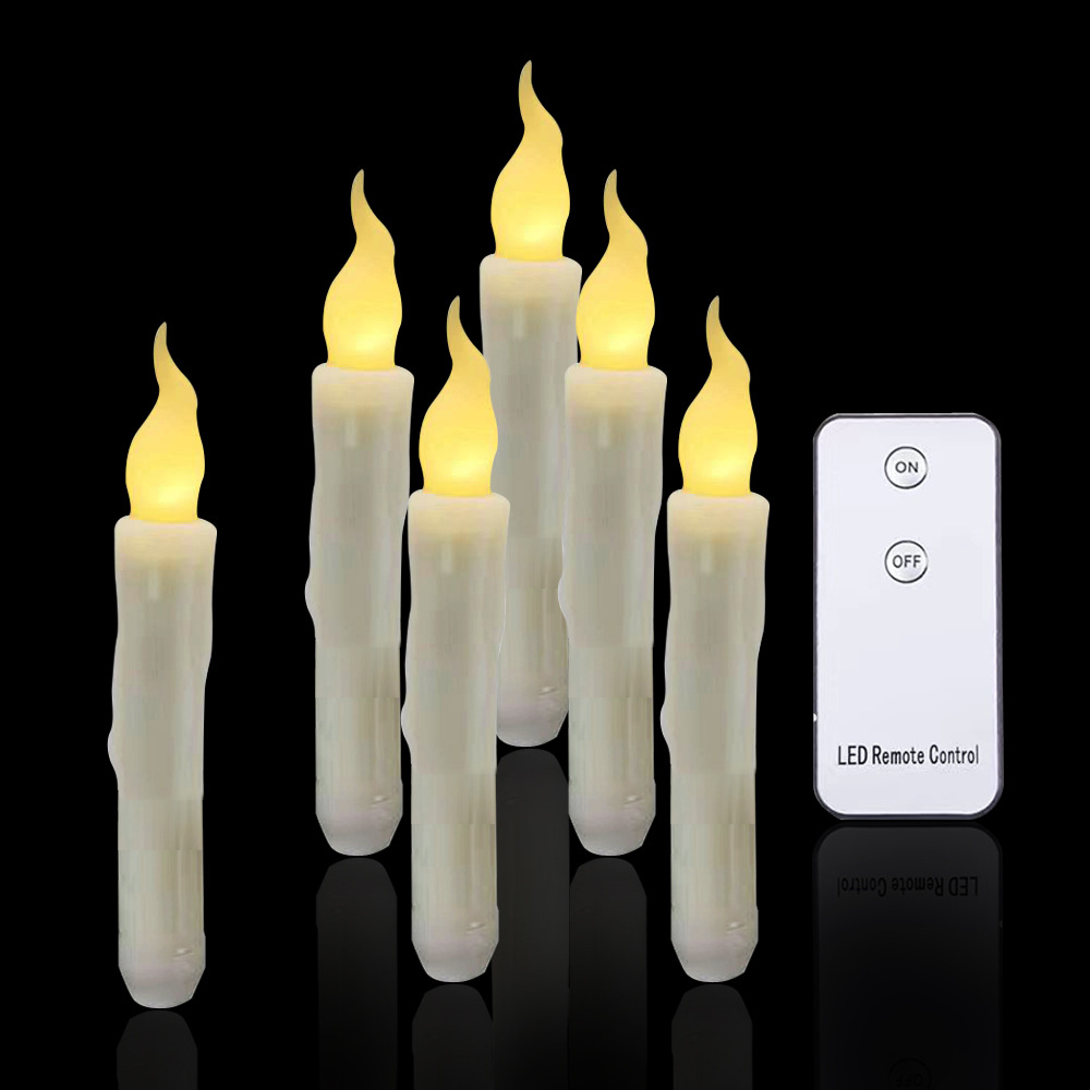 Yeelida Candele LED a batteria senza fiamma con 2 Temporizzazioni remote,Confezione da 6 candele tremolanti a lunga durata da 16 cm (diametro 2 cm, avorio
