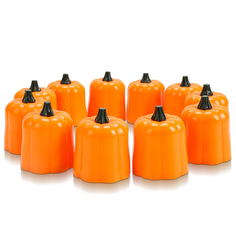 12 świeczek LED w kształcie dyni, migocząca dekoracja na Halloween