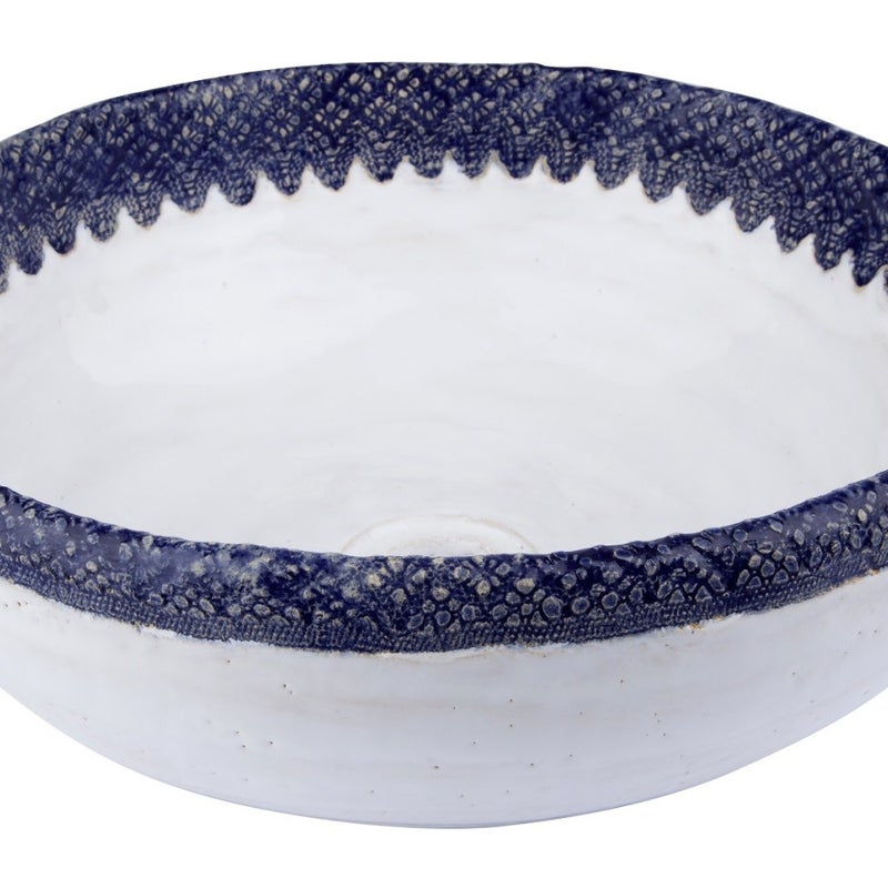 Ręcznie wykonana umywalka ceramiczna Brygida – Okrągła, dekoracyjna umywalka nablatowa 38 x 13 cm | Ekskluzywna umywalka łazienkowa