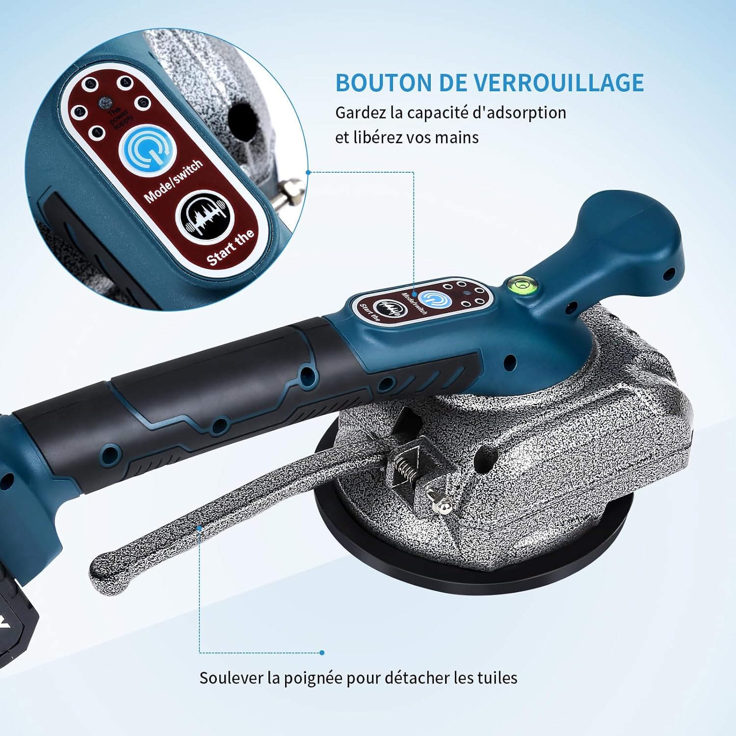 Vibreur électrique Pour Carrelage, Vibrateur Pour Carrelage Pour Carreleurs 5 Vitesses Reglables Capacite Aspiration 100 Kg 2 Batteries 97629019
