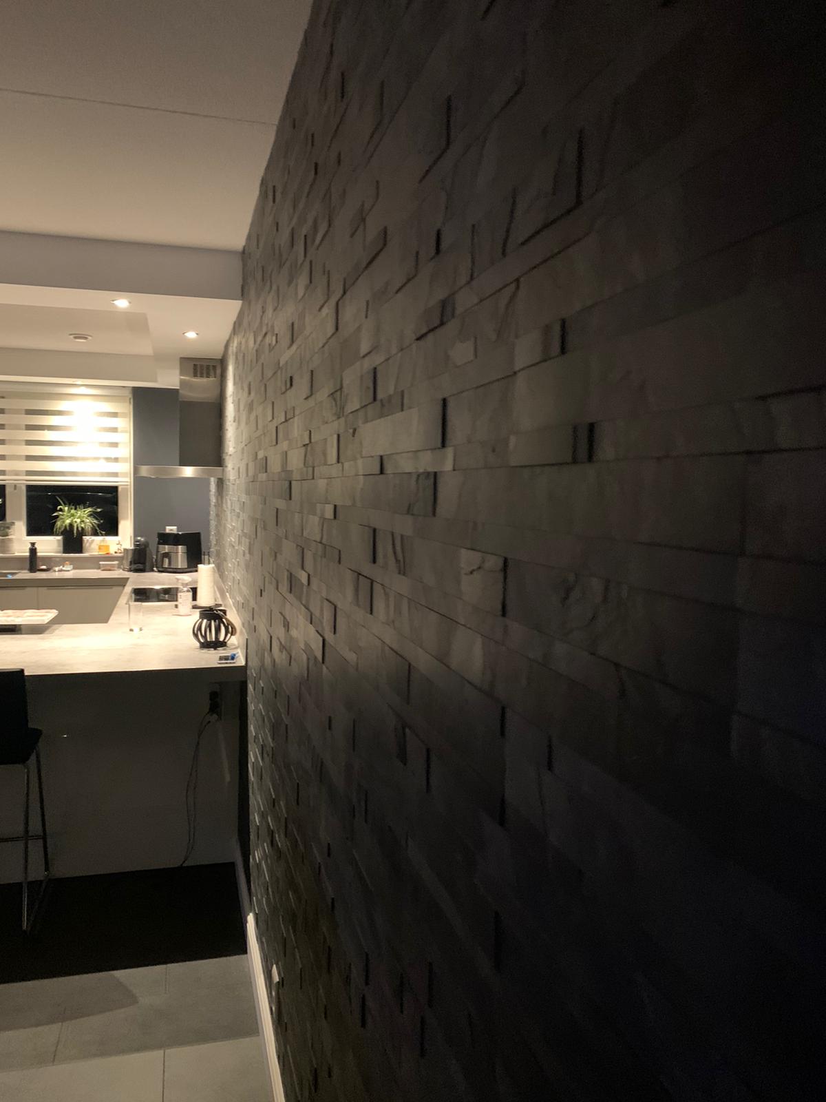 Revestimiento de Pared Tira Autoadhesiva de Piedra Natural Negro Carbón – Relieve 60x15 cm, Grosor 0,2/0,4 cm - 5