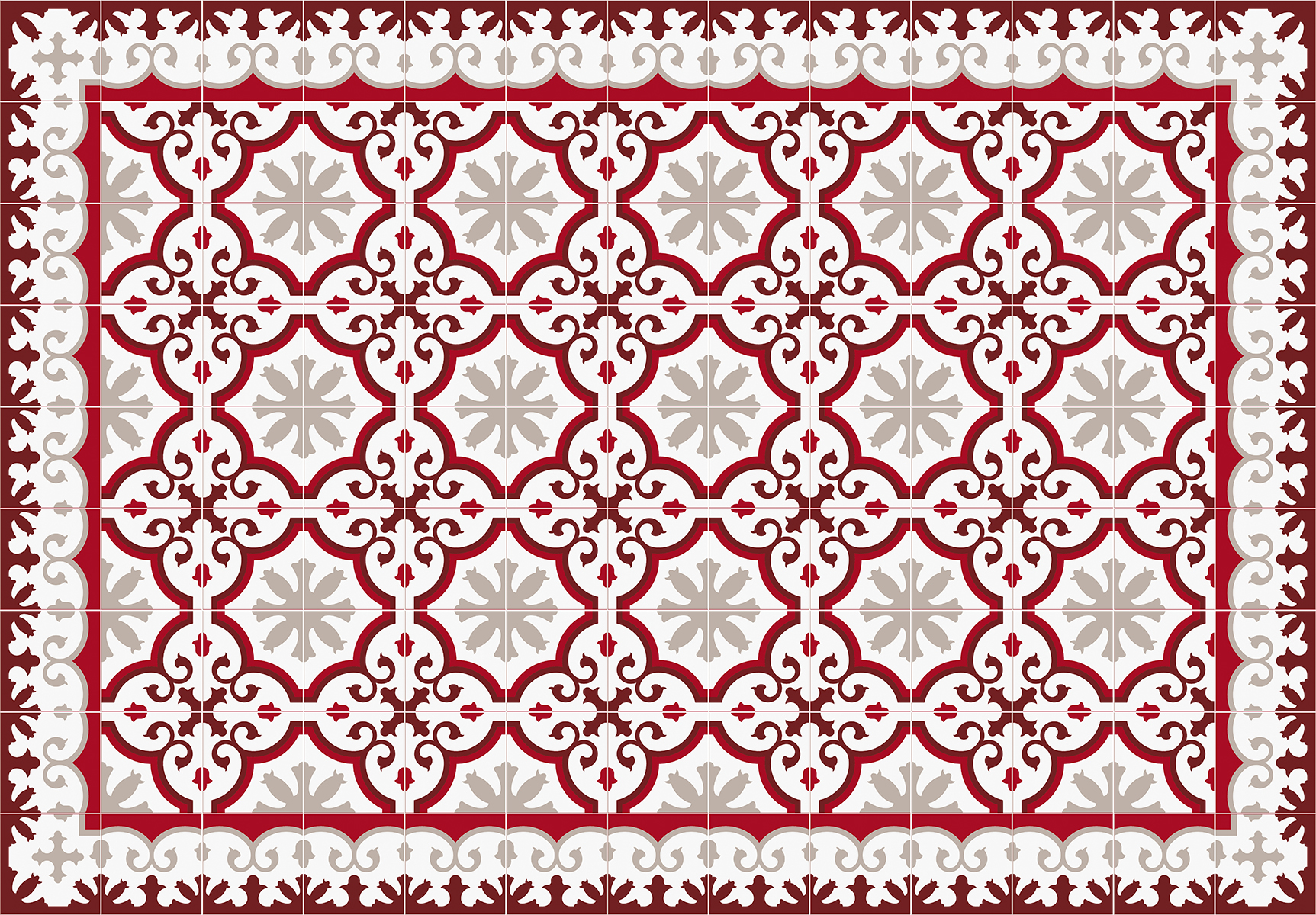 Marsylski dywanik winylowy czerwony 160x230 cm - antypoślizgowy dywanik PVC do kuchni lub salonu, wodoodporny, zmywalny, ognioodporny