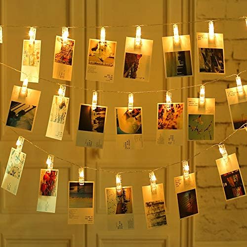 Przypinane lampki LED do zdjęć, notatek, kartek, notatek i innych rzeczy (40 ciepłych, białych diod LED, zasilanie przez USB)