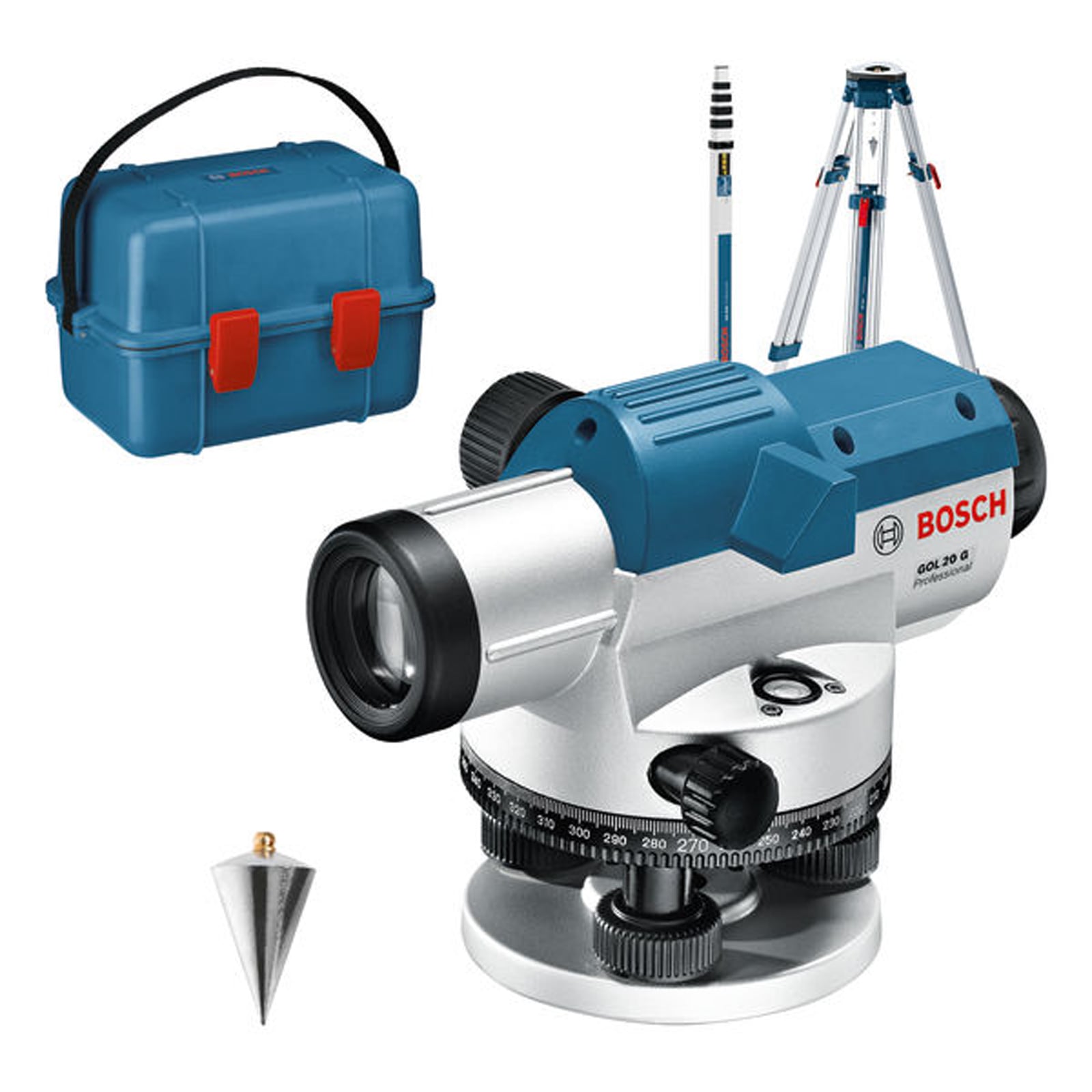 Niwelator optyczny Bosch GOL 20 G ze statywem budowlanym BT160 Pręt pomiarowy GR 500 - 0601068403
