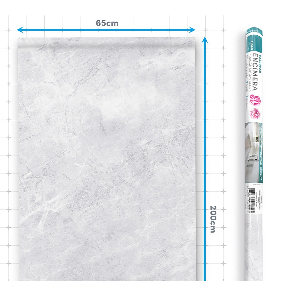 MILOS: Vinyle adhésif pour plan de travail de cuisine et salle de bain. Résistant aux taches. Imperméable. Facile à poser et à nettoyer. 0,65x2m - 5