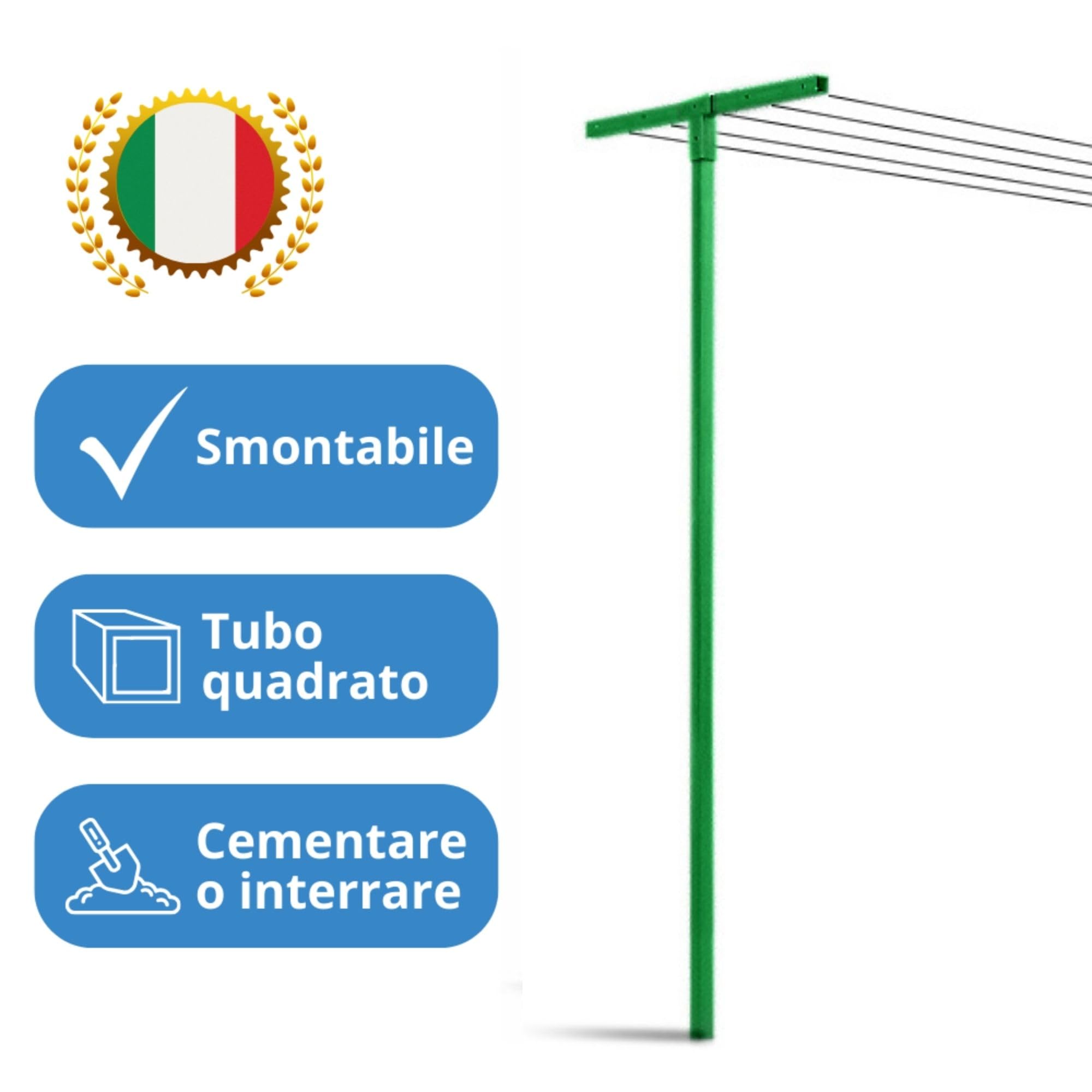 Étendoir à linge d'extérieur amovible Andrys, vert, H 220 cm (corde à linge non incluse) - 5
