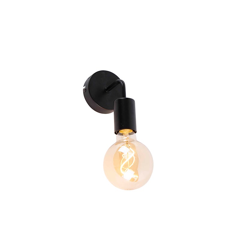 Qazqa nowoczesny lampa ścienna - Facile - czarny, okrągły, max. 40w, kompatybilny z żarówką LED, e27, 9cm, IP20 oświetlenie