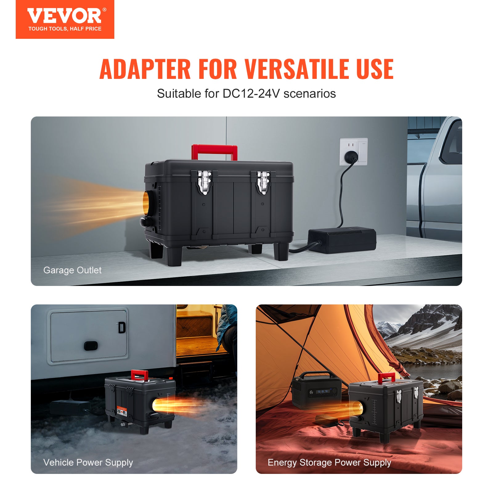 Chauffage Diesel Portable VEVOR 8 KW - Pour Camping-car, Fourgon, Tente - Contrôle Bluetooth, Télécommande, Réservoir 5 L