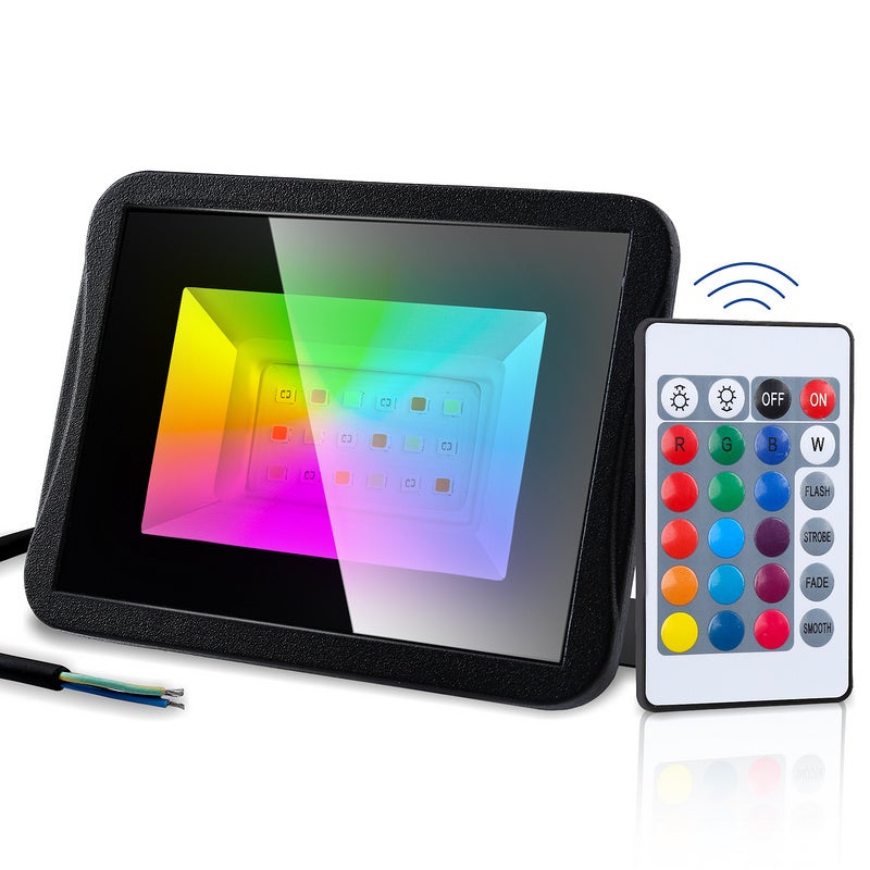 MEEKBOS 2 Pezzi Faretto LED RGB Esterno 150W, Faro LED RGB Con APP Bluetooth e 2.4G Telecomando,IP66 Impermeabile Dimmerabile Proiettore per