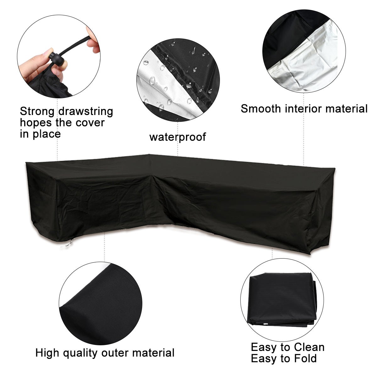 Housse Canapé d'angle Jardin Imperméable 210D Oxford Anti-Poussière L Couverture canapé de Coin (210*270*85cm) - 2