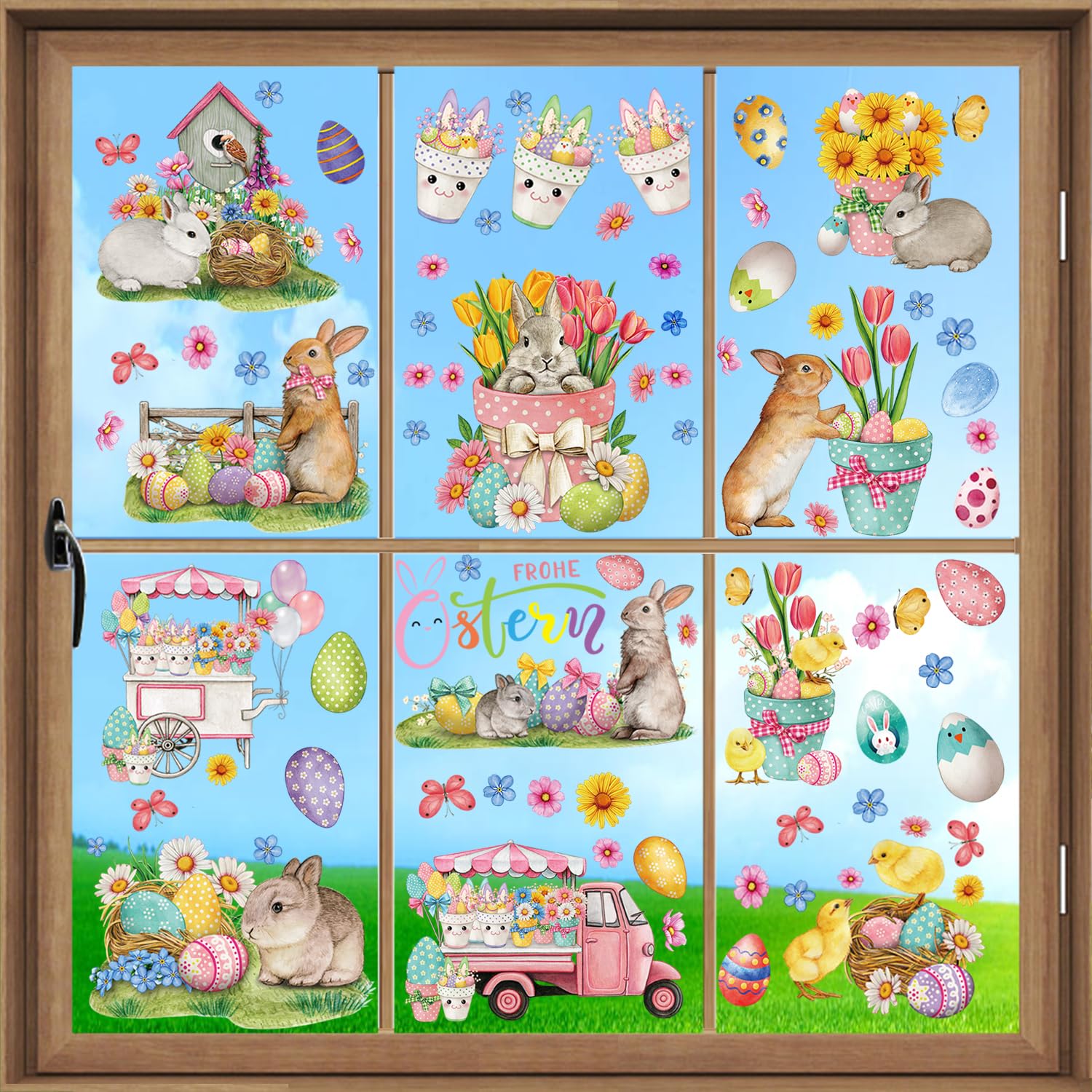 1 pièce Autocollants De Pâques Pour Fenêtres, Lapin De Pâques Œufs