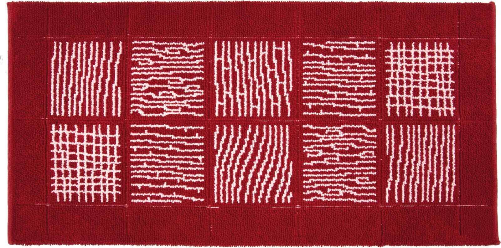 Alfombra de baño 65x140 cm pie de cama suave antideslizante algodón puro shaggy burdeos