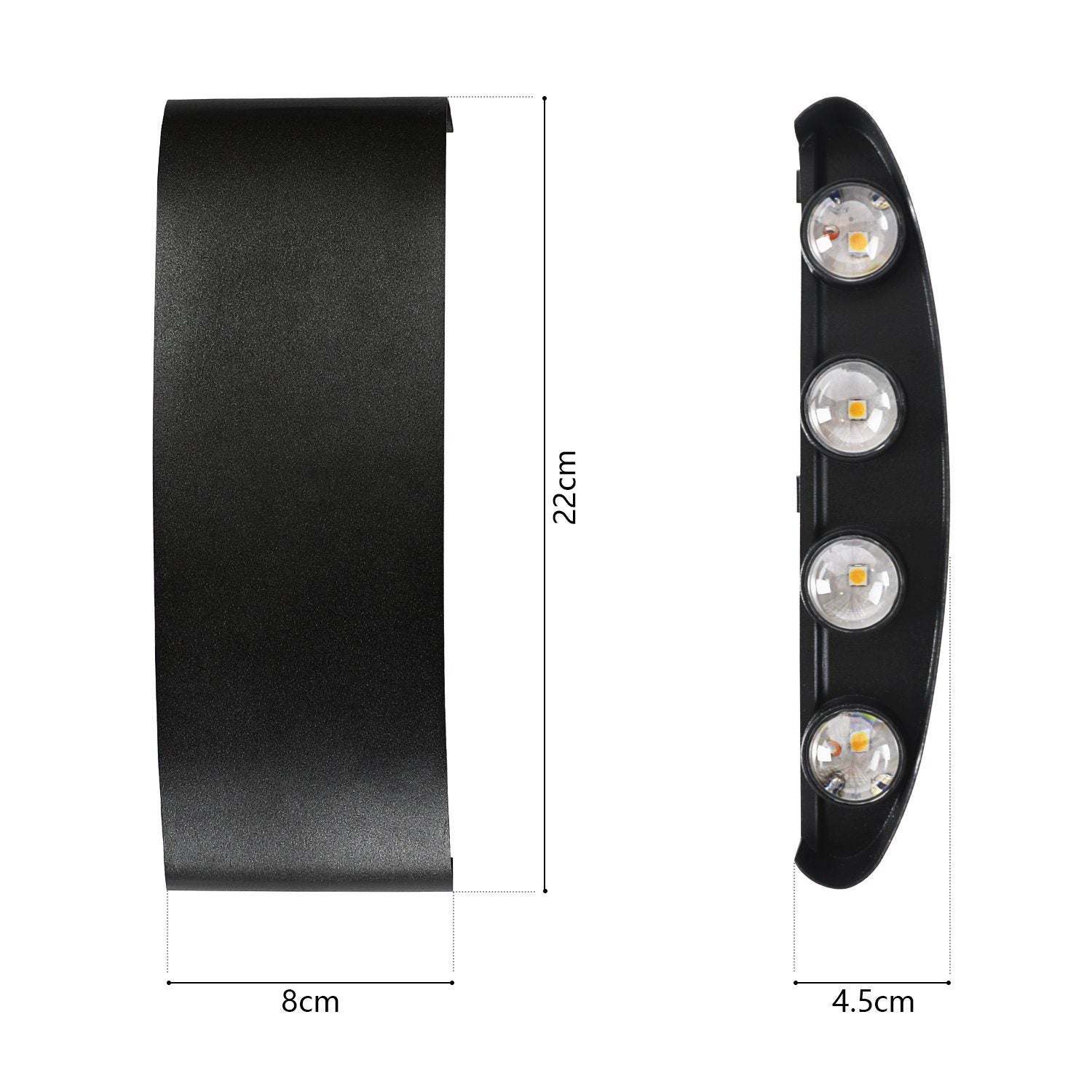 NETTLIFE Kinkiet LED do wnętrz: zestaw 2 czarnych kinkietów zewnętrznych góra i dół o mocy 7 W IP65 - 8