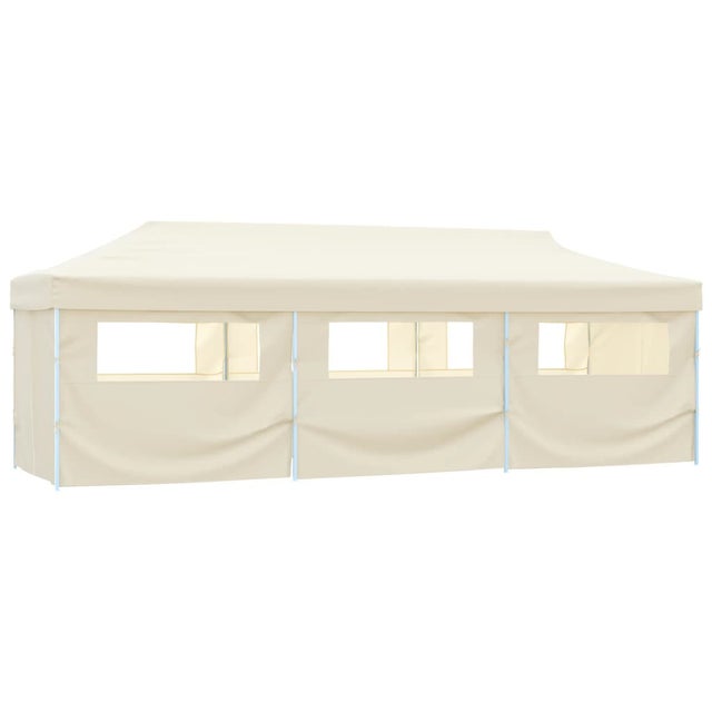 Tenda per ricevimenti pieghevole con 8 pareti 3x9 m Bianco sporco