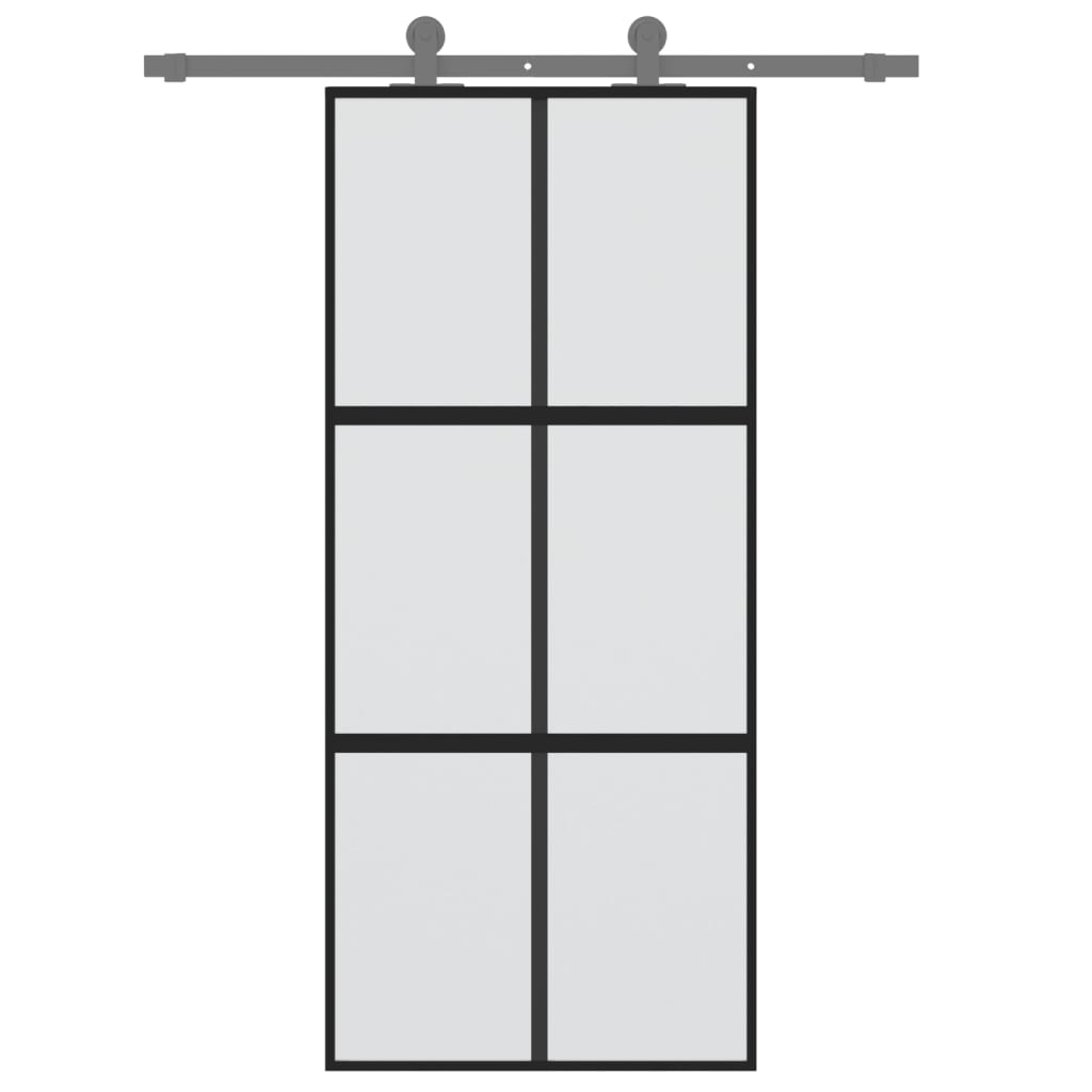 Puerta corredera | Puerta de la cocina vidrio templado y aluminio negra 90x205 cm CFW31219 - 3