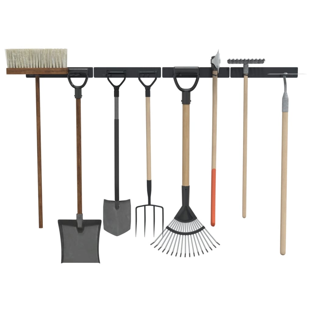 Suportes de parede p/ ferramentas de jardim 4 pcs aço preto vidaXL - 5