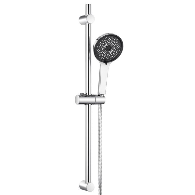 Auralum max Colonne de Douche sans Mitigeur,Barre Douche en Inox 700mm avec Inox Flexible 1500mm/Pommeau de Douche (5 Jets, 120mm) avec Support