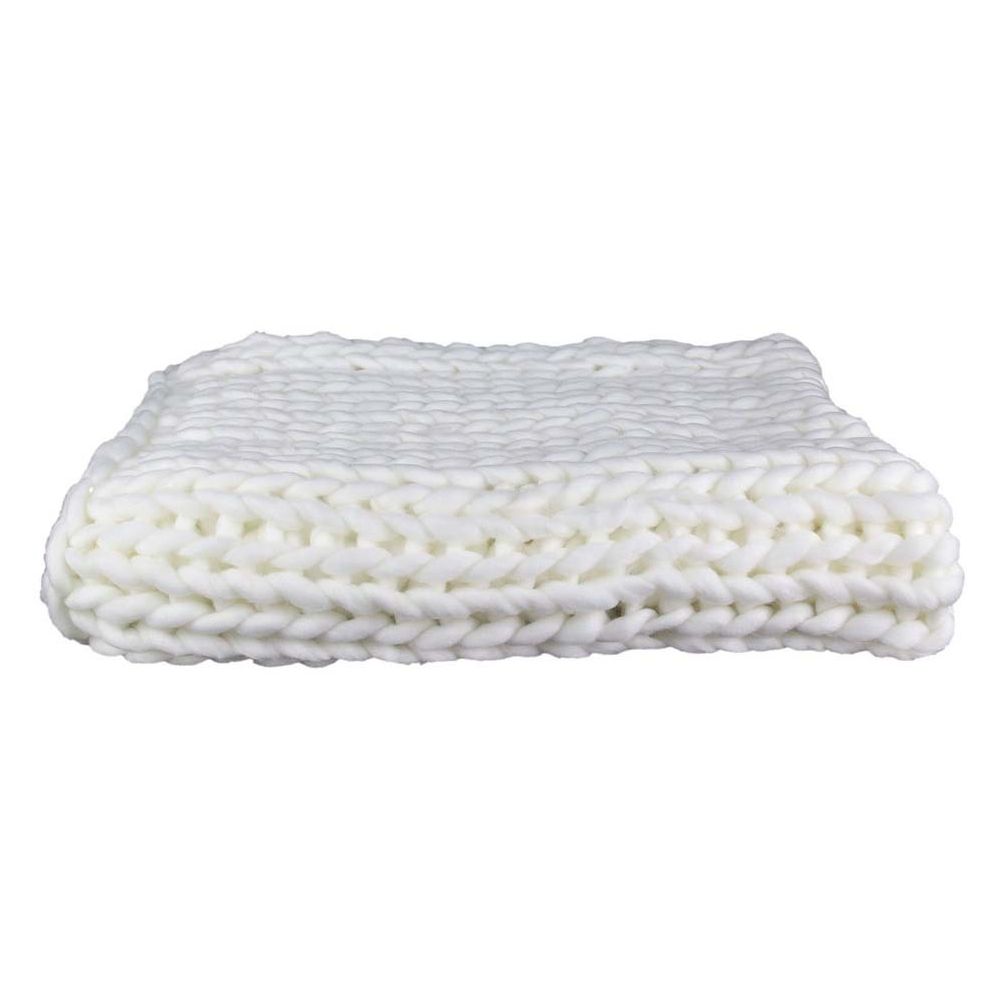 Plaid - HOME DECO FACTORY - Grosse Maille - Chunky - Beige - 7