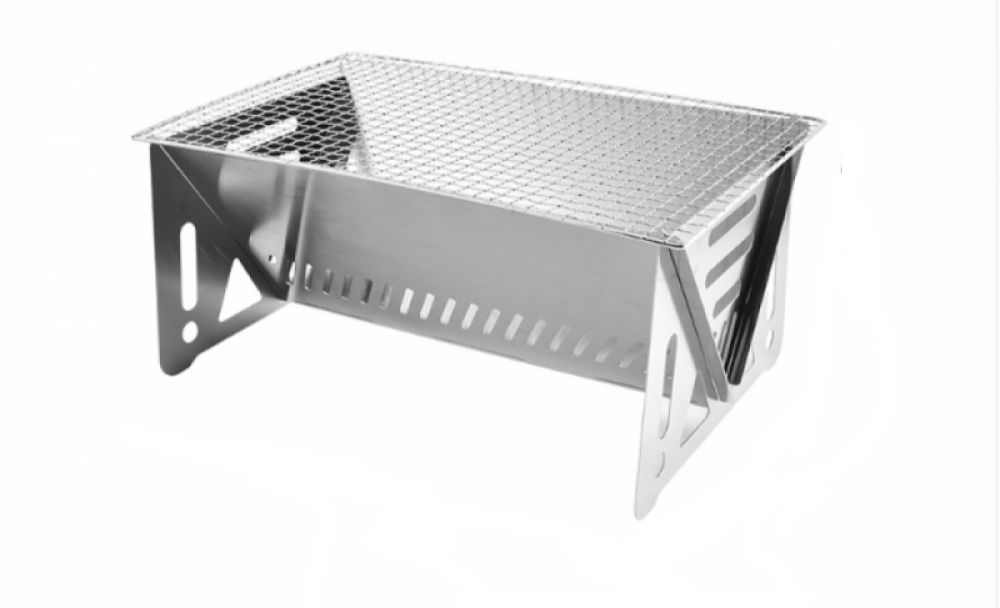 Mały składany, przenośny grill BBQ, zdejmowany grill kempingowy – odpowiedni na zewnątrz, do ogrodu, na imprezę – (38 x 22 x 18)