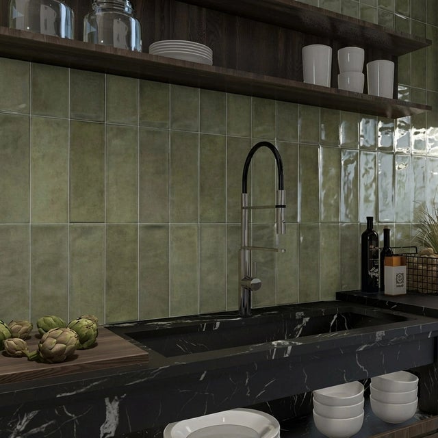 Carrelage mur Antica vert 10x30 cm - Réflex Boutique