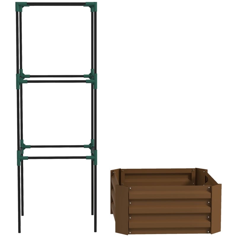 Jardinera elevada con enrejado de acero galvanizado, color marrón (61 x ...